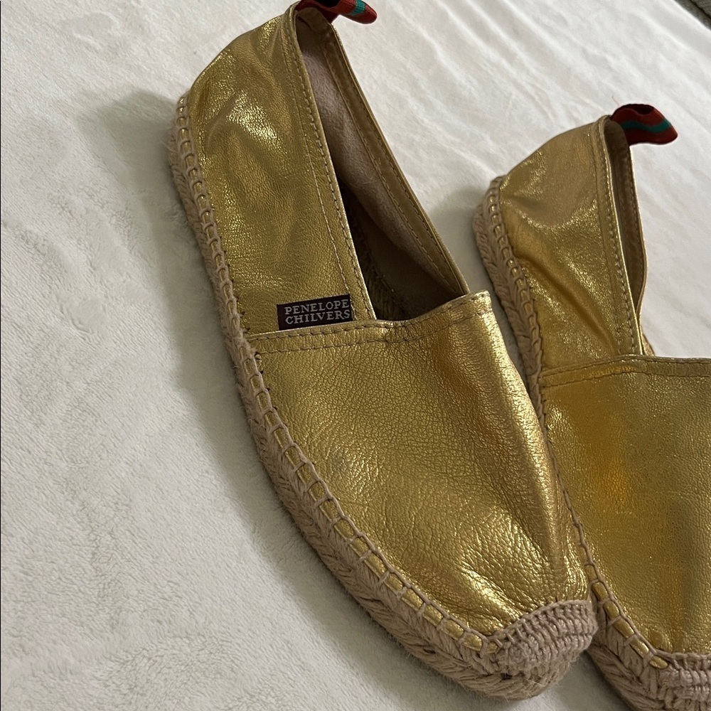 Penelope Chilvers Gold Espadrille Slip-Ons - Picture 6 of 15